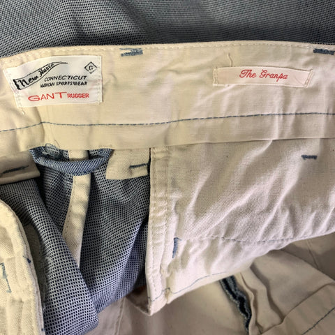 GANT RUGGER Size 32 Blue Light Blue Geometric Cotton Blend Cuffed Dress Pants