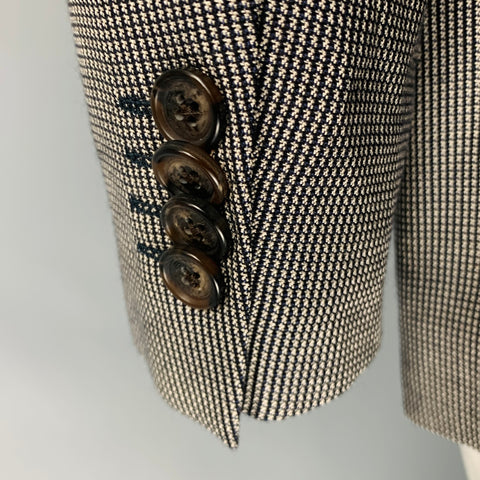 ETRO Size 38 Black White Nailhead Silk Wool Notch Lapel Sport Coat