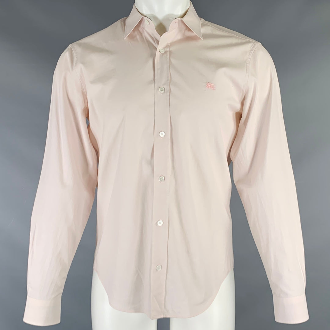 BURBERRY LONDON Size M Pink Blush Cotton Blend Long Sleeve Shirt