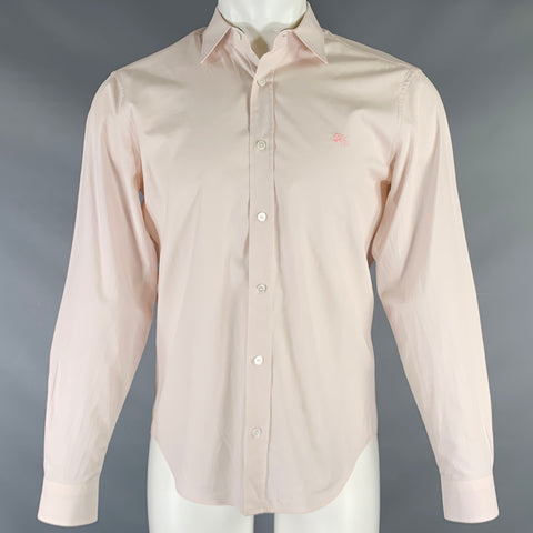 BURBERRY LONDON Size M Pink Blush Cotton Blend Long Sleeve Shirt