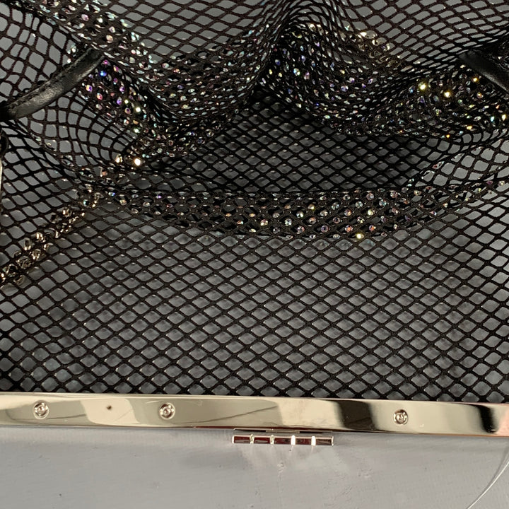 SAINT LAURENT Black Silver Crystal Evening Handbag
