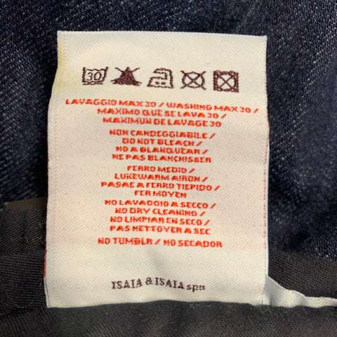ISAIA Size 32 Blue Cotton Selvedge Twill Skinny Jeans