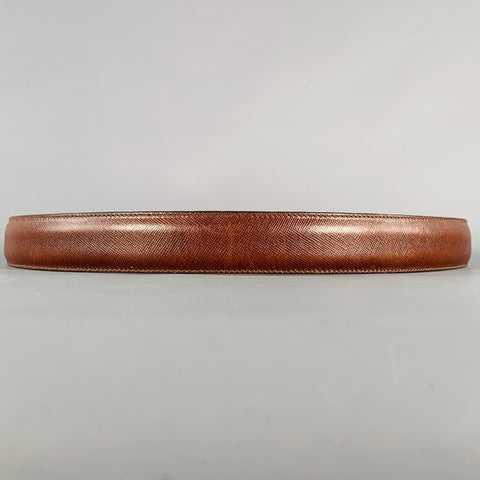 COLE HAAN Size 36 Dark Brown Saffiano Leather Belt