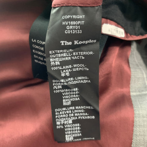 THE KOOPLES Size 40 Grey Window Pane Wool Peak Lapel Suit