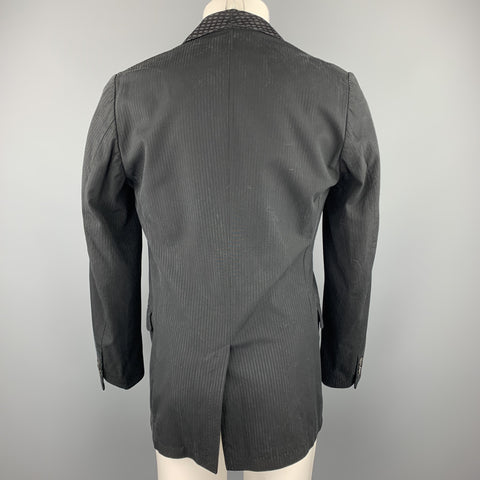 DRIES VAN NOTEN Size 36 Black on Black Stripe Cotton / Rayon Sport Coat