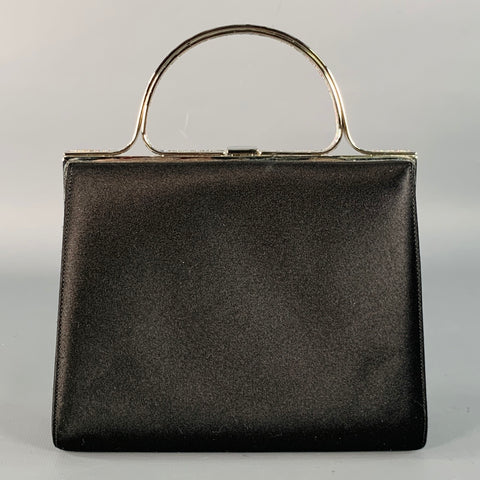 JUDITH LEIBER Vintage One Size Black Silver Silk Evening Handbag