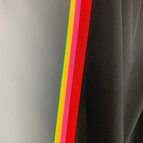 PALM ANGELS Size M Black Multi-Color Stripe Polyester Flared Casual Pants