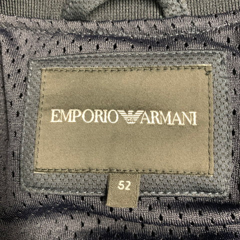 EMPORIO ARMANI Size 42 Black Polyester Blend Bomber Jacket
