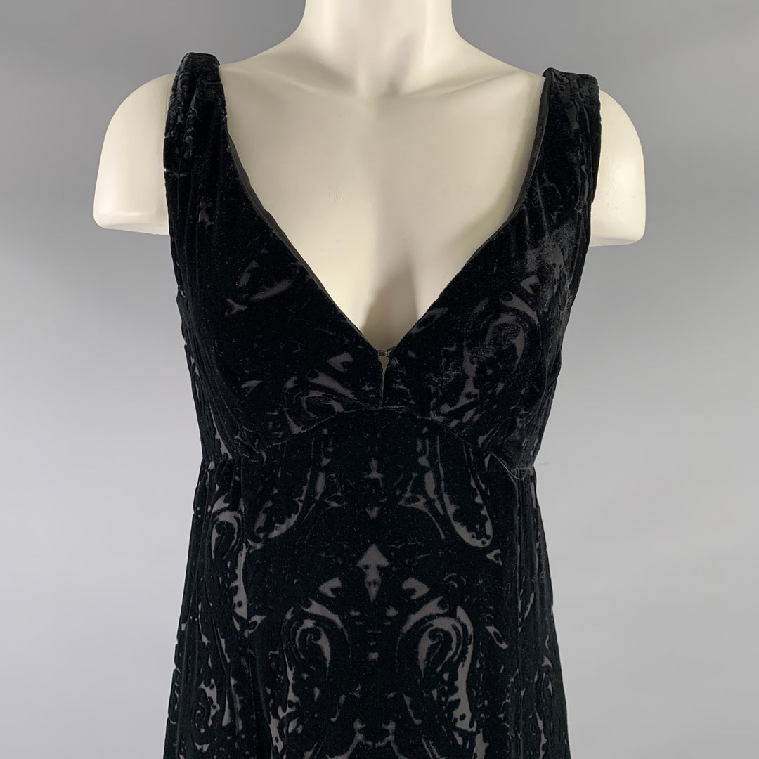 NANETTE LEPORE Size 2 Black Rayon  Silk Paisley Maxi Long Dress