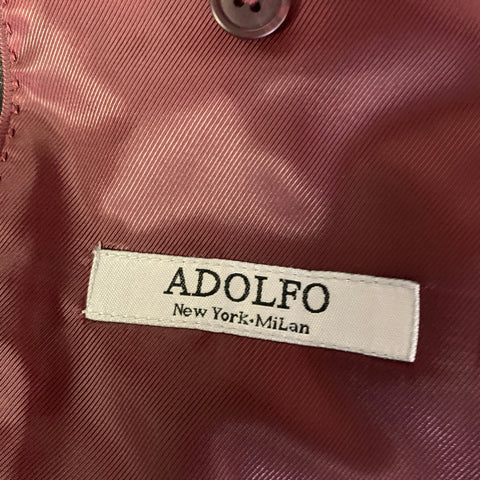 ADOLFO Chest Size 42 Burgundy Black Velvet Cotton Shawl Lapel Sport Coat