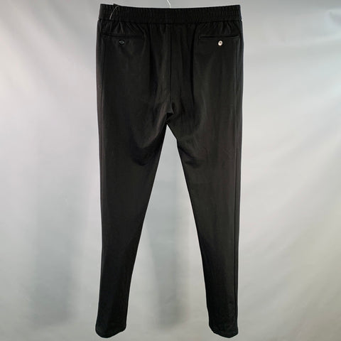 EMPORIO ARMANI Size L Black Viscose Blend Drawstring Tapered Casual Pants