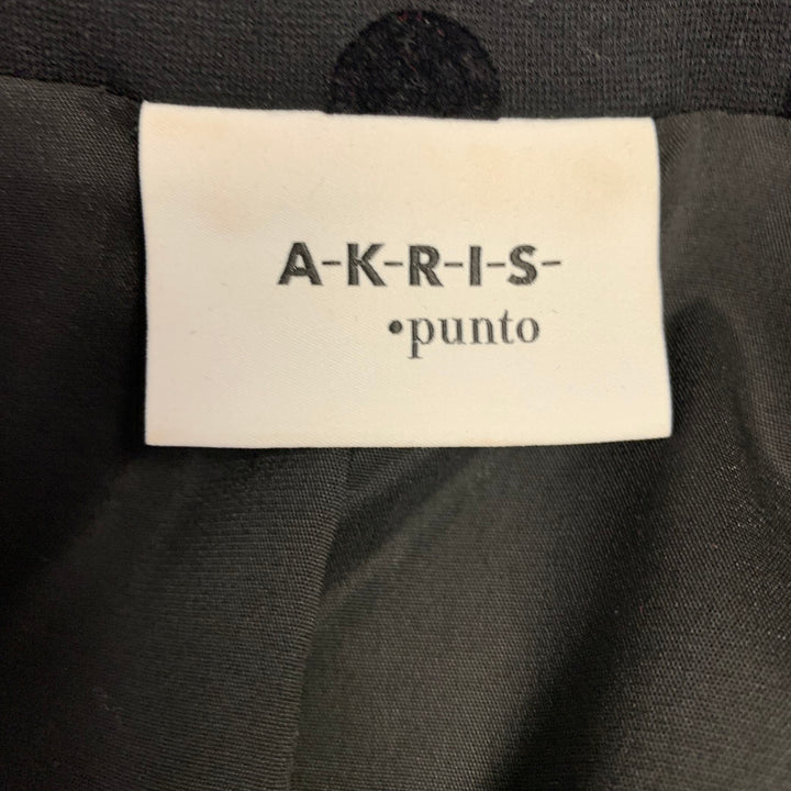 AKRIS Size 8 Black Viscose Blend Polka Dot Blazer
