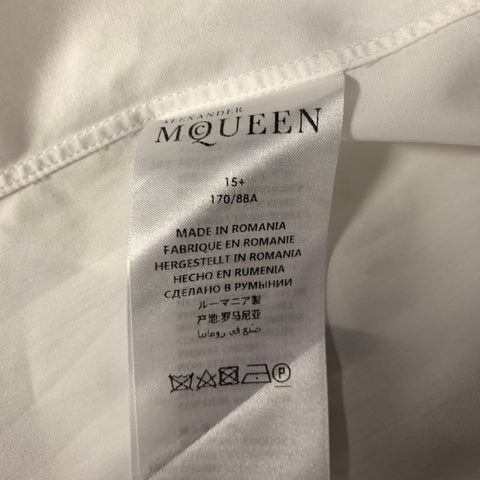 ALEXANDER MCQUEEN Size S White Skull Embroidery Cotton Short Sleeve Shirt