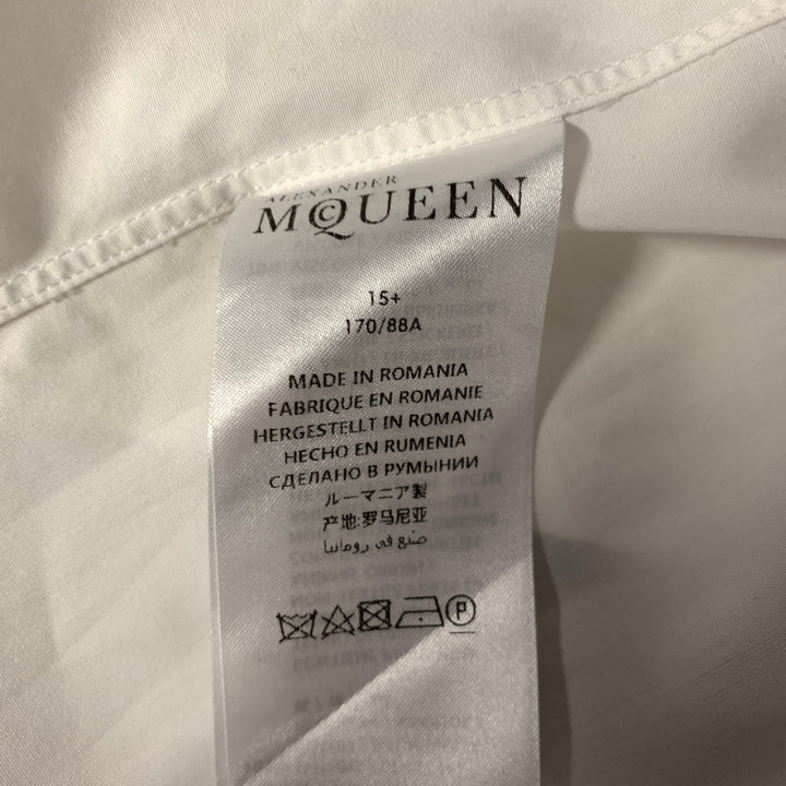 ALEXANDER MCQUEEN Size S White Skull Embroidery Cotton Short Sleeve Shirt