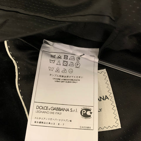 DOLCE & GABBANA Size 40 Black White Dot Cotton Blend Tuxedo Sport Coat