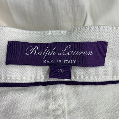 RALPH LAUREN Size 29 White Twill Cotton Blend Bootcut Five Pockets Jeans