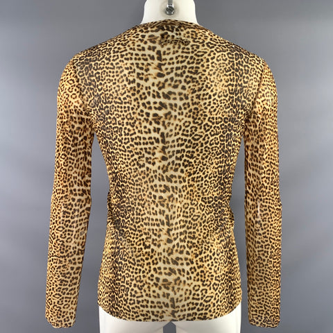 JEAN PAUL GAULTIER Size L Brown Black Leopard  Print Polyamide Mesh Pullover