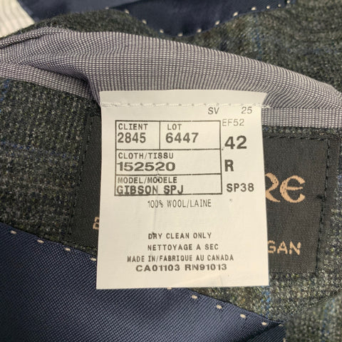 JACK VICTOR Size 42 Grey Charcoal Plaid Wool Sport Coat