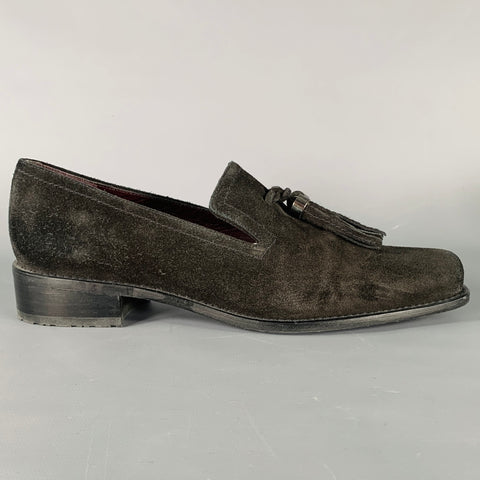 STUART WEITZMAN Size 8.5 Black Suede Tassels Loafer Pumps