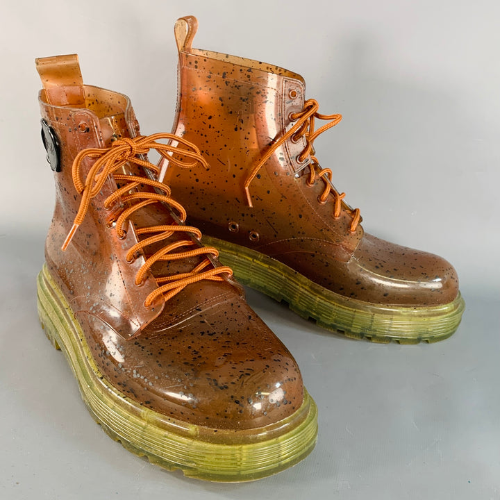 MELISSA x VIKTOR & ROLF Size 11 Brown Yellow Dots Acetate Lace-Up Ankle Boots