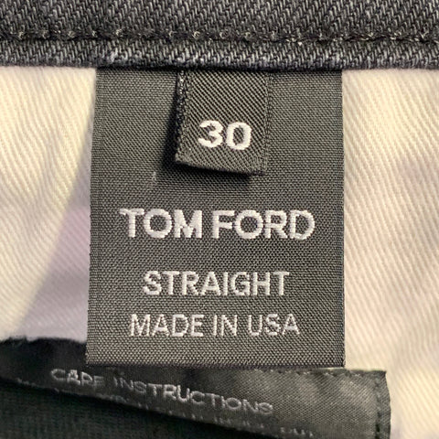 TOM FORD Size 30 Black Cotton Blend Slim Straight Button Fly Selvedge Jeans