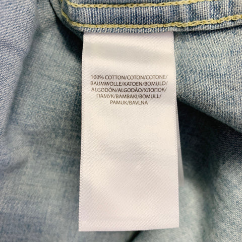 POLO by RALPH LAUREN Size L Light Blue Cotton Western Chambray Long Sleeve Shirt