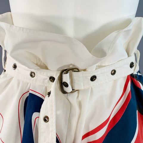 D&G by DOLCE & GABBANA Size 4 White Multi Color Cotton Logo Belted Shorts