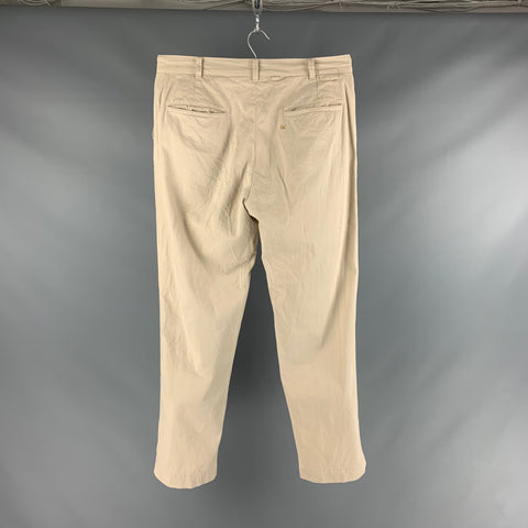 45rpm Size L Khaki Solid Cotton Zip Fly Casual Pants