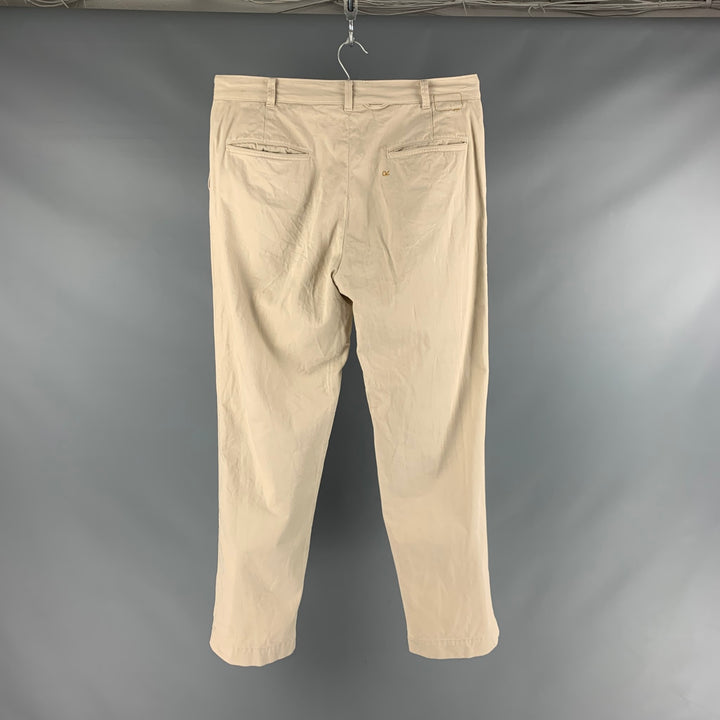 45rpm Size L Khaki Solid Cotton Zip Fly Casual Pants