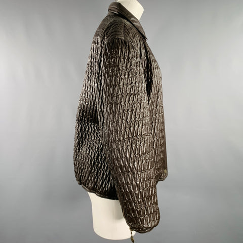 MOSCHINO JEANS Size 6 Brown Faux Leather Quilted Jacket