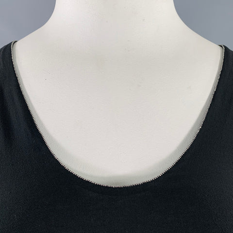 BRUNELLO CUCINELLI Size XL Black Silver Silk Monili Double Layer Dress Top