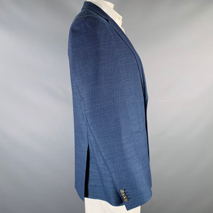 BOSS by HUGO BOSS Size 46 Navy Blue Nailhead Virgin Wool Sport Coat