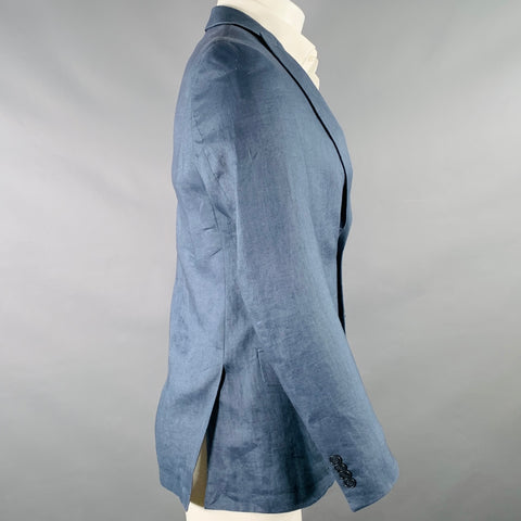 JOHN VARVATOS * U.S.A. Veste de sport en lin bleu à revers en pointe, taille 36 Regular