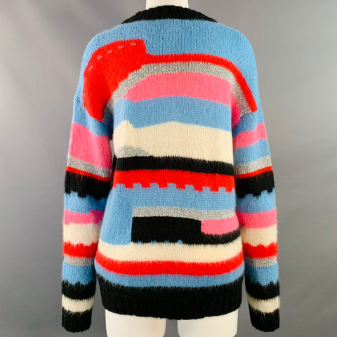 MSGM Size XS Multi Color Acrylic Blend Knit V-Neck Sweater