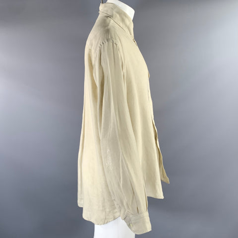 GIORGIO ARMANI Size M Beige Tan Linen Button Down Long Sleeve Shirt
