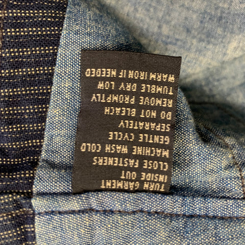 Gilet RRL by RALPH LAUREN Taille 2 Coton Rayé Bleu Marine Gris Tissus Mélangés