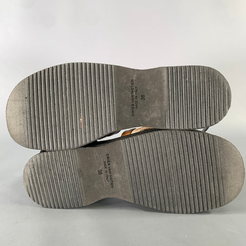 DRIES VAN NOTEN Size 8 Black Brown Leather Sandals