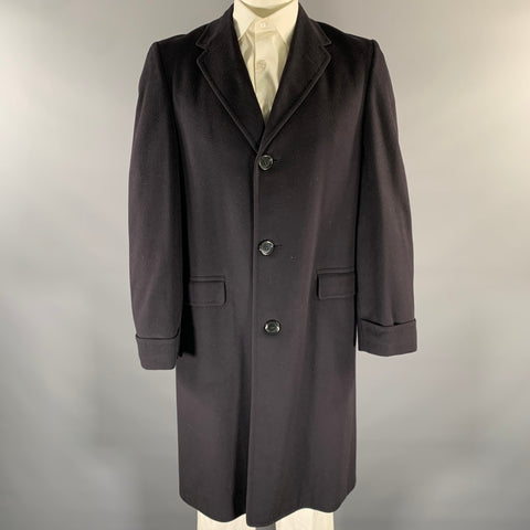 VINTAGE Size 44 Black Cashmere Notch Lapel Coat