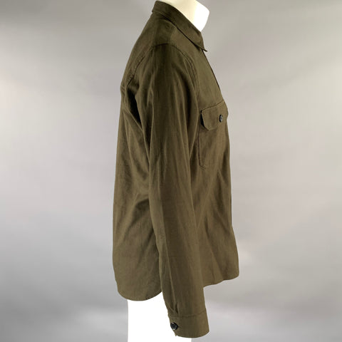 SANDRO Size M Green Olive Cotton Button Up Long Sleeve Shirt
