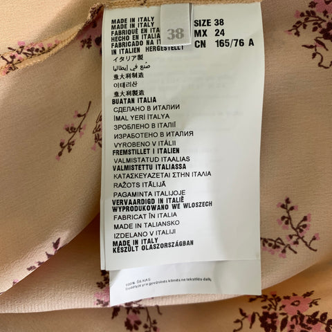 MIU MIU Size 2 Peach Pink Silk Floral Dagger Shirt