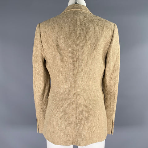 RALPH LAUREN Size 4 Tan Linen Blend Herringbone Jacket Indoor Blazer