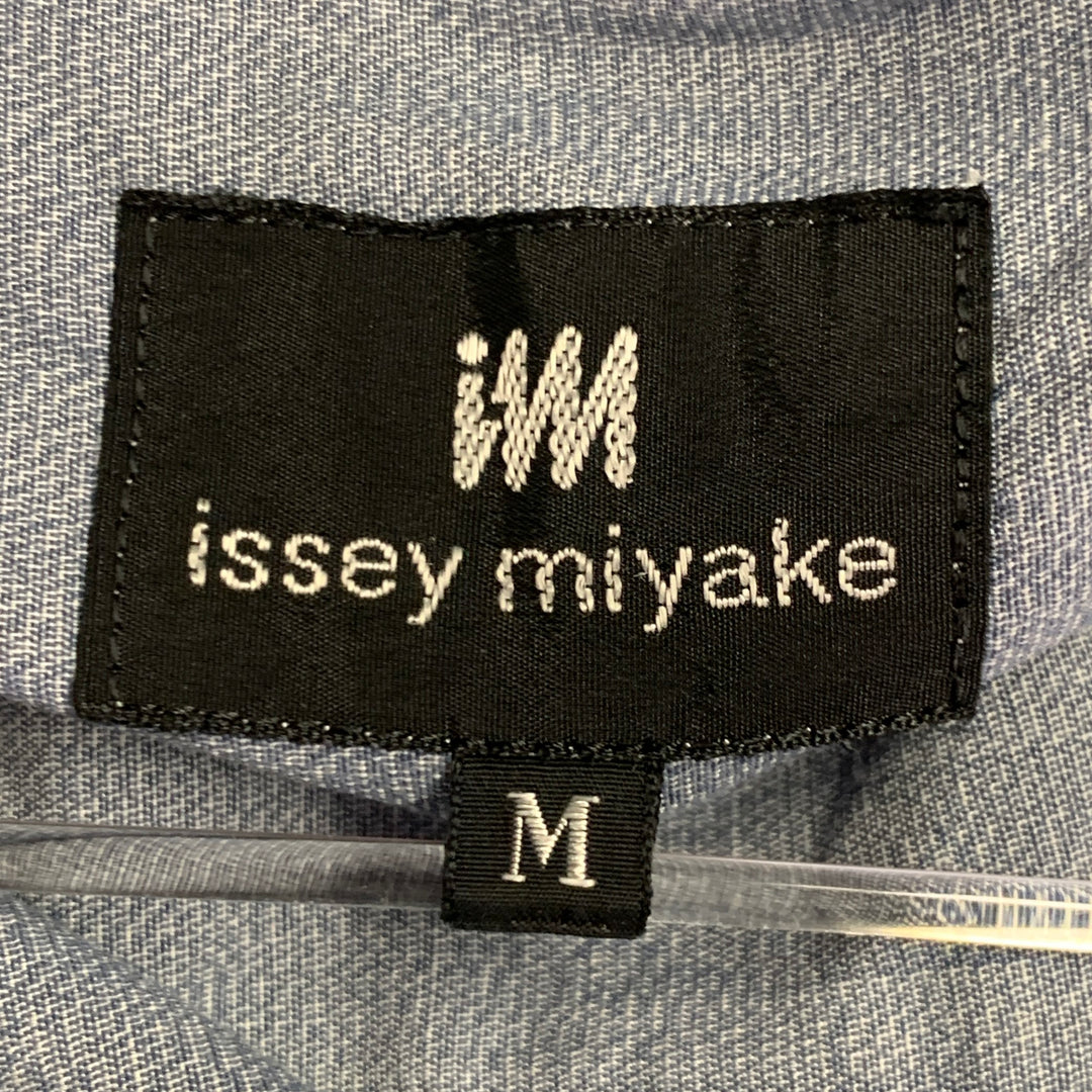 ISSEY MIYAKE Vintage Size M Blue Chambray Cotton Nehru Collar Long Sleeve Shirt
