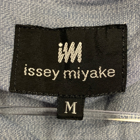 ISSEY MIYAKE Vintage Size M Blue Chambray Cotton Nehru Collar Long Sleeve Shirt
