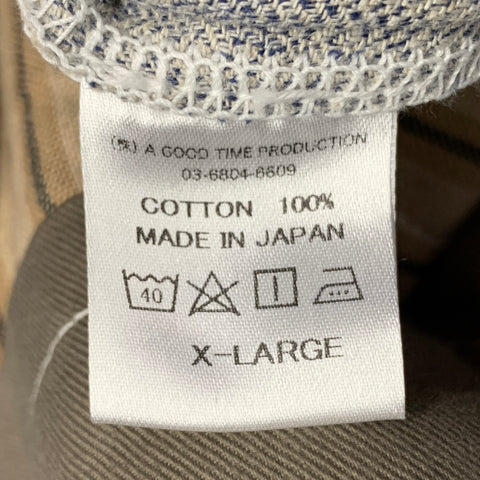 BELAFONTE Size XL Navy White Herringbone Cotton Tapered Button Fly Casual Pants