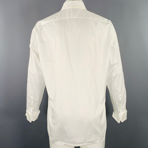 HUGO BOSS Size M White Textured Cotton Tuxedo French Cuffs Long Sleeve Shirt