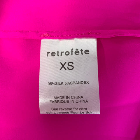 RETROFETE Size XS Pink Fuchsia Silk Spandex Button Up Shirt