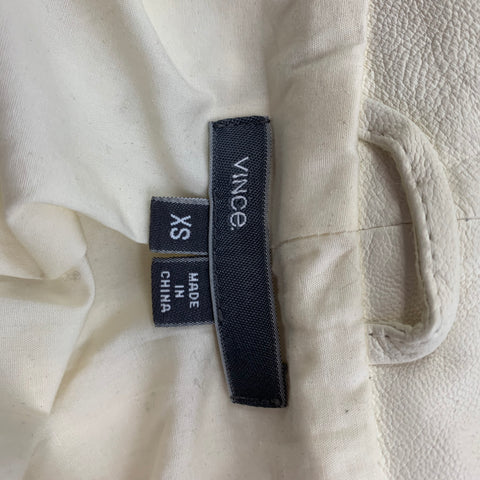 VINCE Chaqueta de moto de cuero de algodón crema talla XS