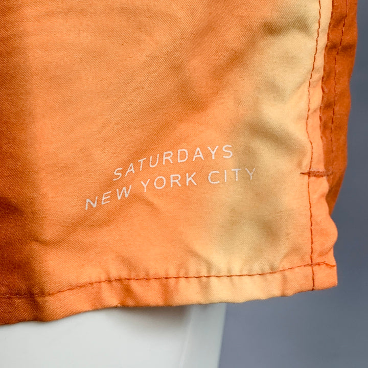 SATURDAYS NYC Size S Orange Yellow Ombre Drawstring Swim Trunks