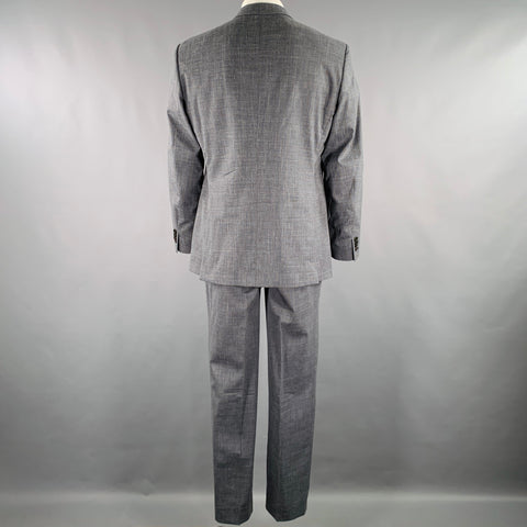 JOHN VARVATOS Size 42 Grey Blue Wool Linen Single Breasted Suit