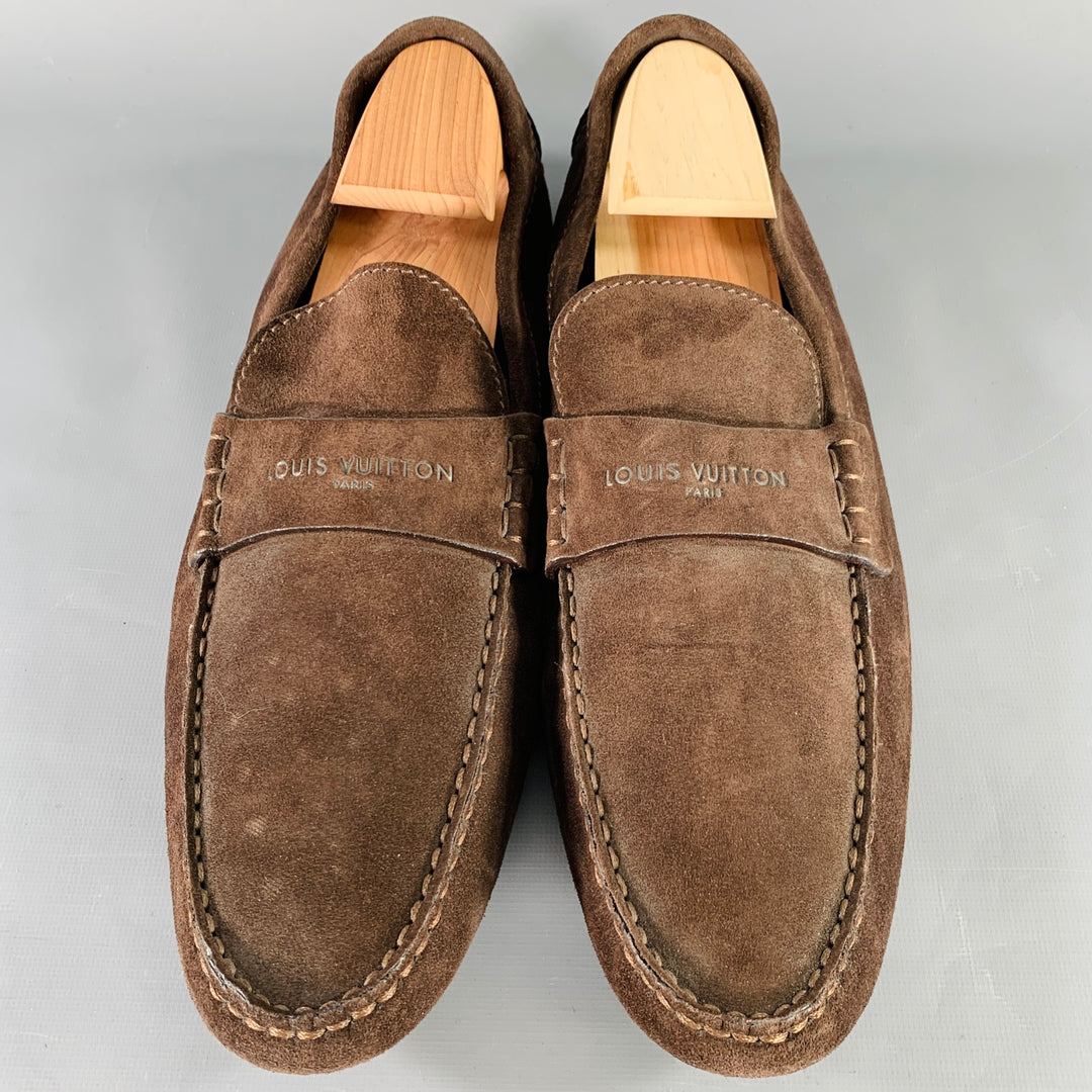 LOUIS VUITTON Size 13 Brown Suede Drivers Loafers